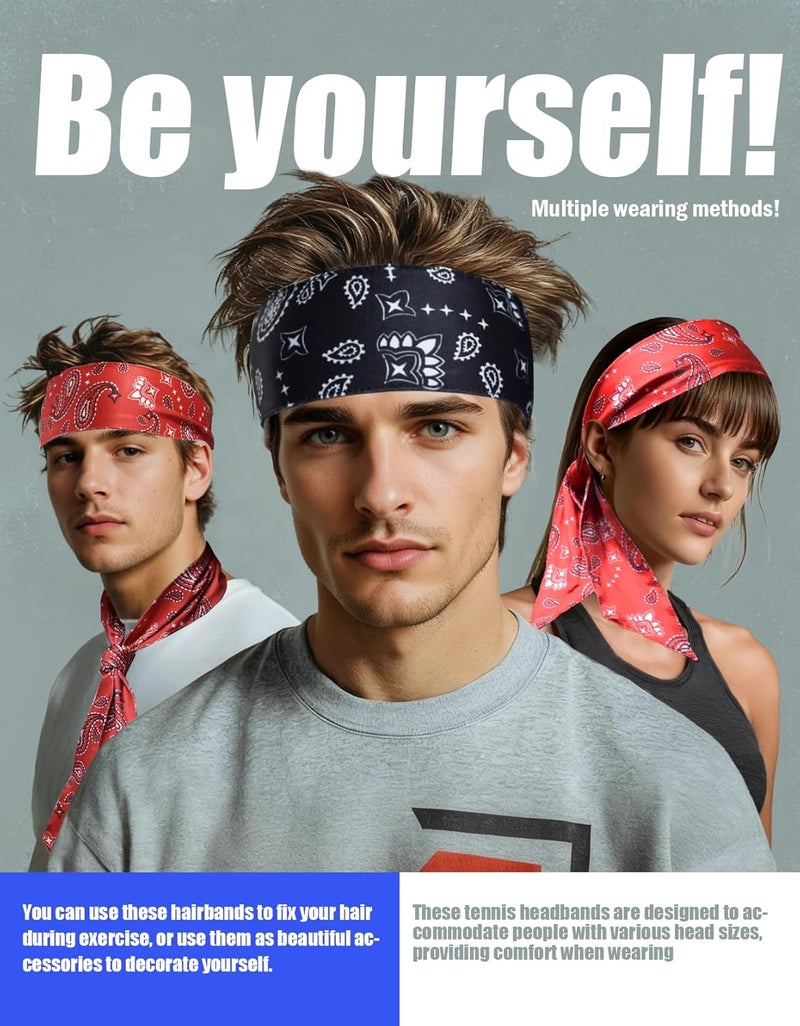Supeniu Tie Sweatband Headband, Sports Head Ties for Men, Women, Kids, Ninja, Karate, Tennis, Pirate Band Bandana, Athletic Hairband for Basketball, Softball, Running, Workout, Yoga, Volleyball - Image 3